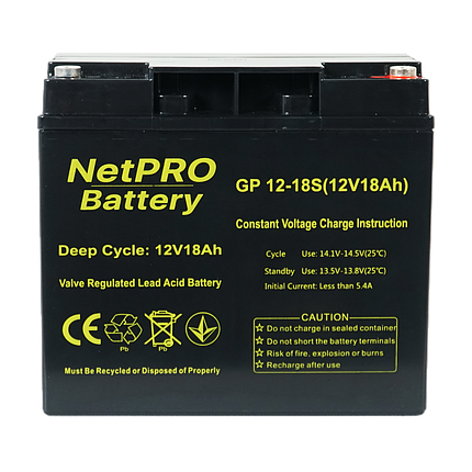 Акумулятор NetPRO GP 12-18S 12В 18Аг (12V/18Ah C20), фото 2