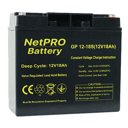 Акумулятор NetPRO GP 12-18S 12В 18Аг (12V/18Ah C20), фото 3