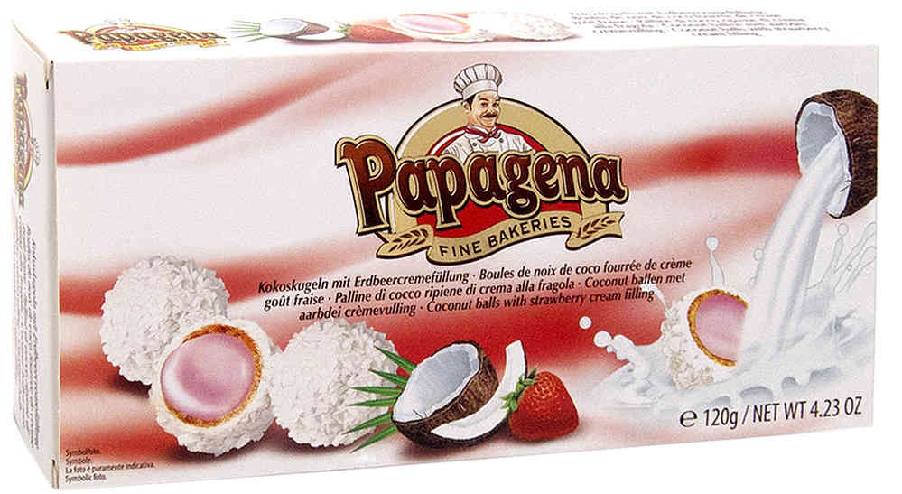 Цукерки з кокосово-полуничним праліне Papagena Fine Bakeries, 120 гр.