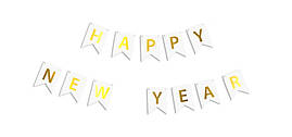 Новорічна гірлянда "Happy New Year" біло-золота