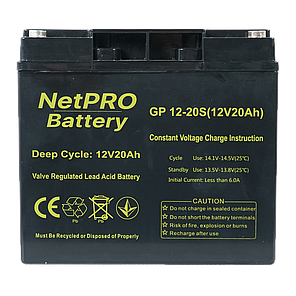 Акумулятор NetPRO GP 12-20S 12В 20Аг (12V/20Ah C20), фото 3