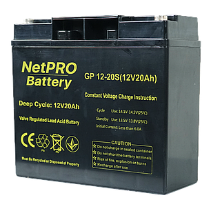 Акумулятор NetPRO GP 12-20S 12В 20Аг (12V/20Ah C20), фото 1