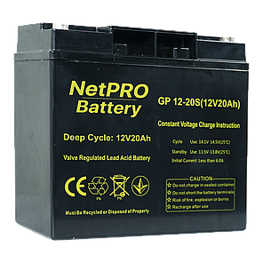 Акумулятор NetPRO GP 12-20S 12В 20Аг (12V/20Ah C20), фото 4