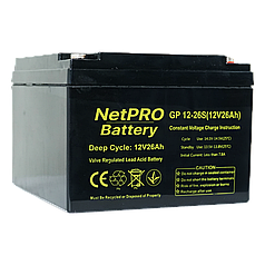 Акумулятор NetPROGP 12-26S 12В 26Ач (12V/26Ah C20)