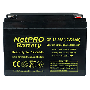 Акумулятор NetPROGP 12-26S 12В 26Ач (12V/26Ah C20), фото 4