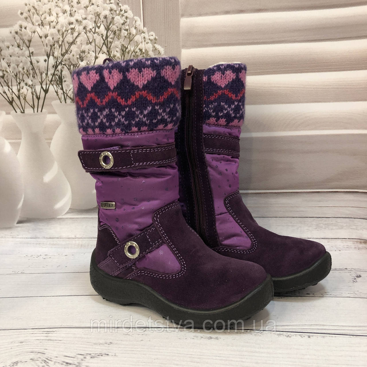 Дитячі зимові чоботи на мембрані для дівчинки Floare фіолетові