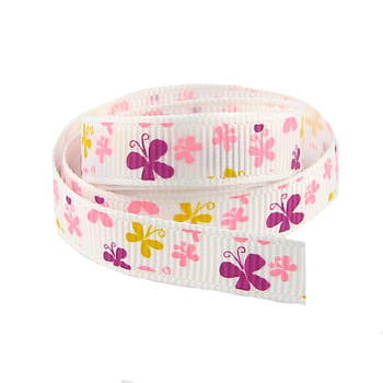 Репсова стрічка з принтом Метелик 9мм відріз 1м LR09016-4
