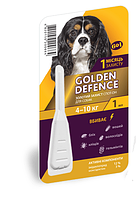 Золотий захист Golden Defence для собак вагою 4-10 кг краплі від бліх та кліщів, 1 піпетка