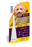 Золотая защита Golden Defence для собак весом до 4 кг капли от блох и клещей, 1 пипетка