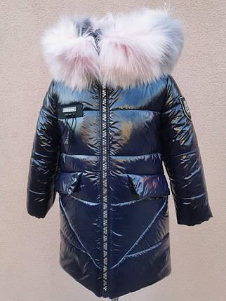 Лакове зимове пальто для дівчинки ріст 108-113 см, фото 2