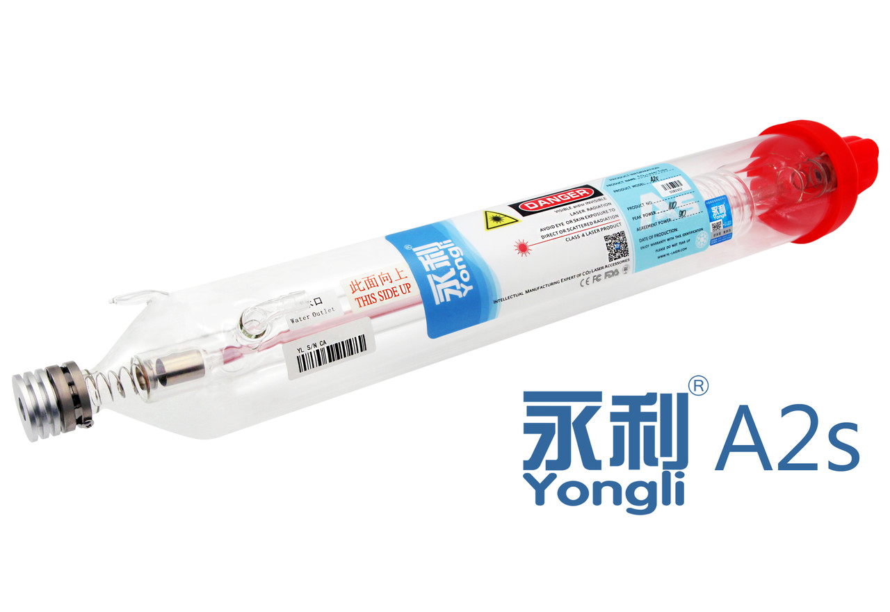 Лазерна трубка CO2 Yongli A2s 90 Вт для гравера, лазерний випромінювач CO2