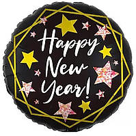 Фольгована куля 18' Pinan Happy New Year, чорний, 45 см