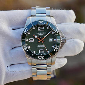 Чоловічі годинники LONGINES L3.781.4.06.6 Hydro Conquest 41 mm Green Dial Automatic