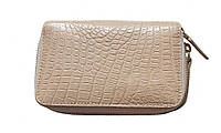 Мини-кошелек Croco Leather светло коричневый из кожи крокодила