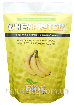 Whey Protein Concentrated 65% БіоС ™ зі смаком банана, 1.0 кг WPC (КСБ 65) - концентрат сироваткового білка