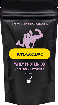 Whey Protein 80% + Колаген + Вітамін С + Кальцій + Натуральний смак, 0,9 кг Смакольно - комплексний