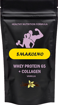 Whey Protein Concentrated 65% + Colagen Smakolno ™ зі смаком ванілі, 0.9 кг Протеїн комплексний 65% - Смакольно