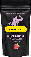 Whey Protein Concentrated 65% + Colagen Smakolno ™ зі смаком полуниці, 0.9 кг Протеїн комплексний 65% -