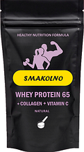Whey Protein Concentrated 65% + Colagen Smakolno ™ з натуральним смаком, 0.9 кг Протеїн комплексний 65% -
