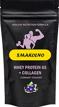 Whey Protein Concentrated 65% + Colagen Smakolno ™ зі смаком смородинового йогурту, 0.9 кг Протеїн комплексний