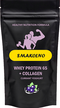 Whey Protein Concentrated 65% + Colagen Smakolno ™ зі смаком смородинового йогурту, 0.9 кг Протеїн комплексний