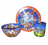 Детская посуда с персонажами мультфильмов | набор 2-е тарелки и чашка | «Щенячий патруль»