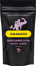 Mass Gainer 15%Pro + Creatine + Vitaminy Smakolno ™ зі смаком шоколаду, 1.2 кг Гейнер Смакольно -