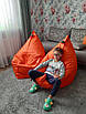 Мішок-крісло "Піраміда" м'яке для дому, вулиці, офісу 90х120 в тканини велюр оранжевого кольору, фото 7