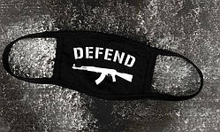 Багаторазова тканинна маска з принтом Defend Трикотажна захисна маска з бавовни Дефенд лого Дефенд