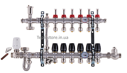 Колектор Koer KR.S1011-06 з вбудованим змішувальним вузлом 1"х6 SUS304 і евроконусами 3/4-16 з нержавіючої