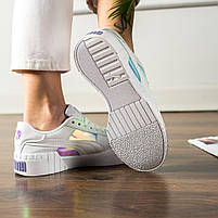 Модні жіночі кроси Puma Cali. Кросівки білі з блискучими деталями Пума Калі жіночі., фото 8