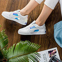 Модні жіночі кроси Puma Cali. Кросівки білі з блискучими деталями Пума Калі жіночі., фото 7