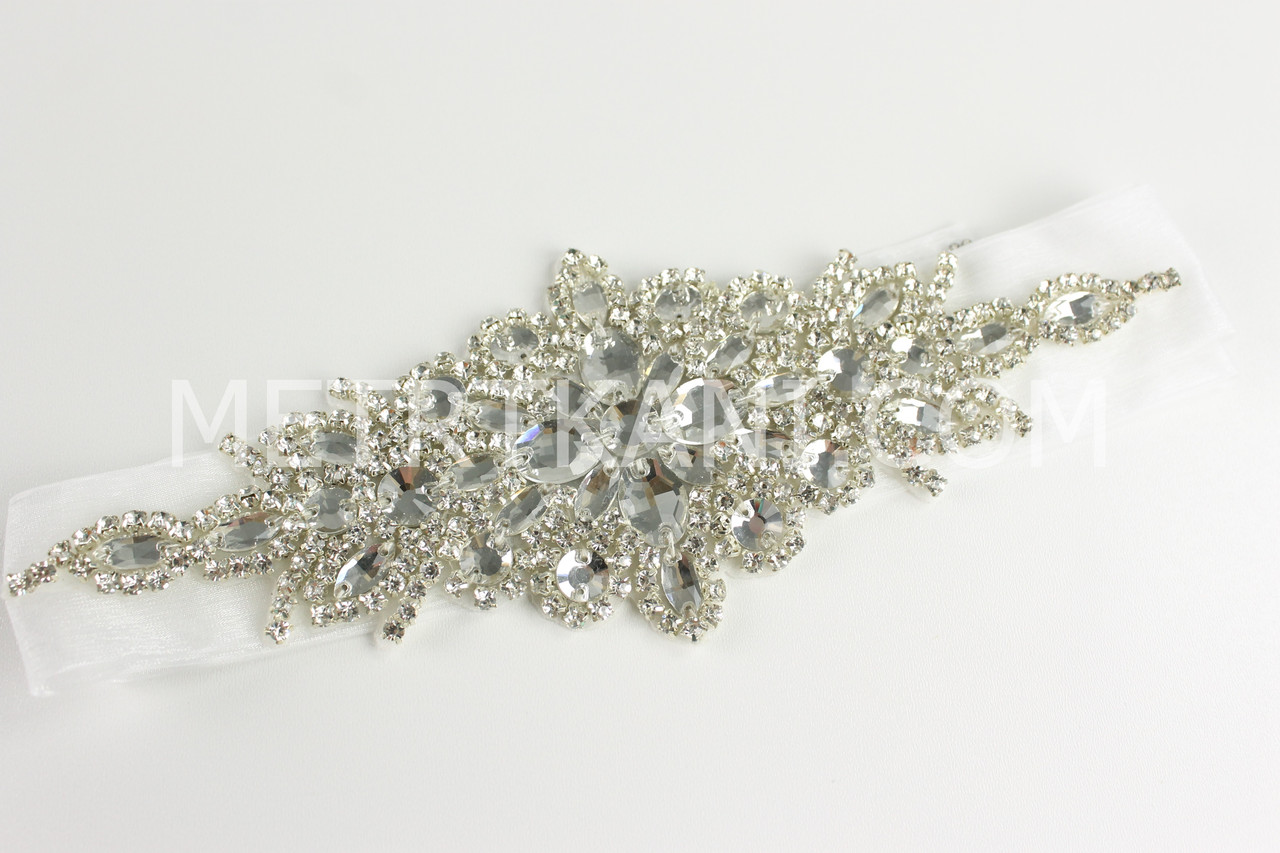 Аплікація "Квітка з камінням" на зав'язках No- НА-76, фото 1