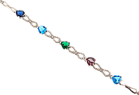 Браслет Xuping Родий "Бесконечность цветные фианиты" размер с доп.цепочкой 18-21,5см х 4мм