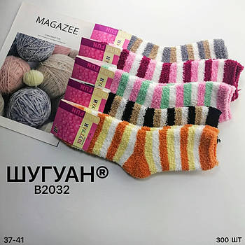Шкарпетки жіночі махрові травичка смужка Шугуан, розмір 37-41, асорті, 2032