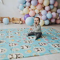 Детский развивающий коврик Folding baby mat 150*180 см / Детский раскладной коврик Синий