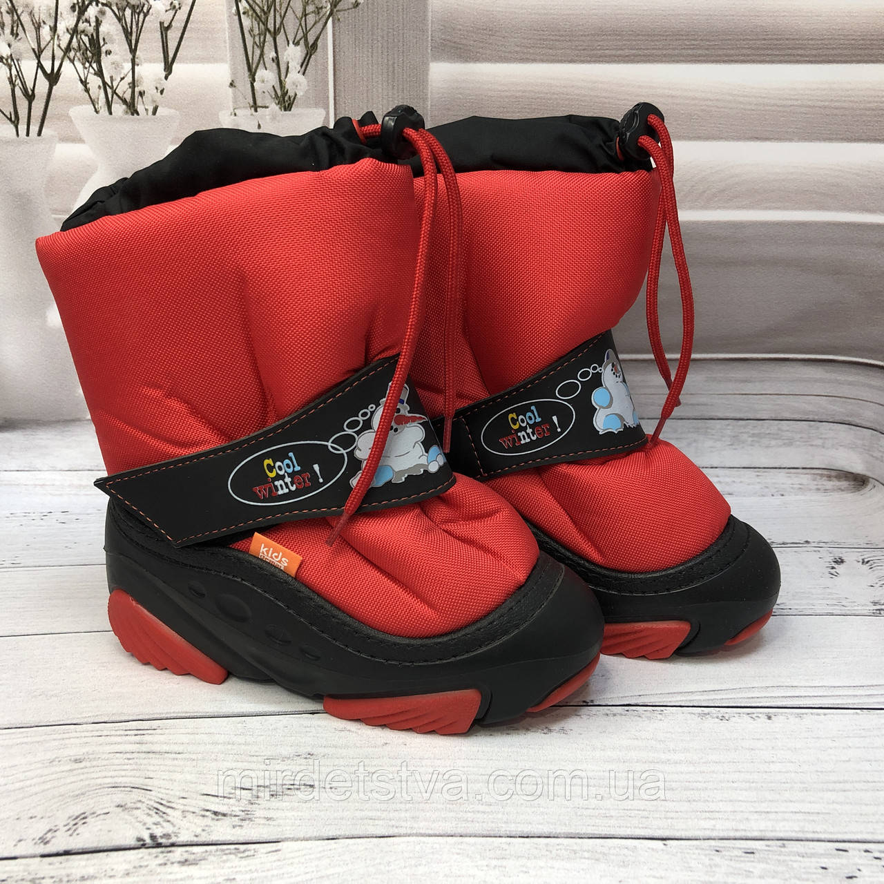 Дитячі зимові чоботи дутики Demar Snowman червоні розмір 20-21