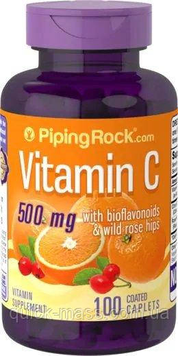 Вітамін C із шипшиною Piping Rock Vitamin C 500 mg with bioflavonoids & rose hips 100 tab