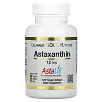 Астаксантин 12 мг 120 капс антиоксидант для мозга глаз кожи от хеликобактер California Gold Nutrition США