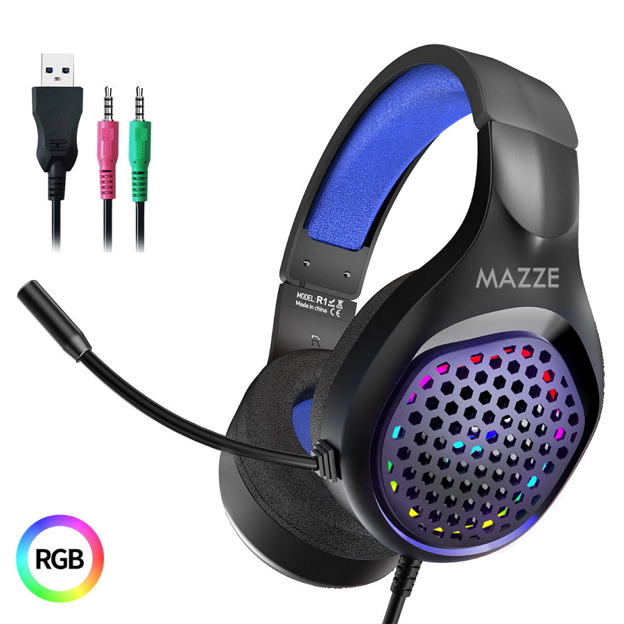 Накладні ігрові навушники з RGB-підсвіткою з мікрофоном дротова геймерська гарнітура 200 см для ПК