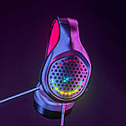 Накладні ігрові навушники з RGB-підсвіткою з мікрофоном дротова геймерська гарнітура 200 см для ПК, фото 8