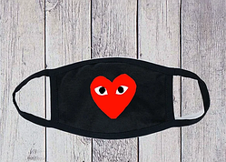 Захисна маска Comme des Garcons тканинна з принтом CDG Play КДГ трикотажна маска багаторазова з бавовни