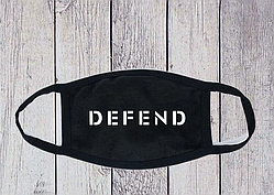 Бавовняна маска Defend багаторазова Захисна трикотажна маска з тканини з логотипом Дефенд Дефенд на резинках