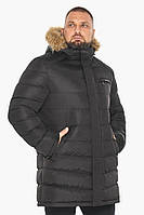 Удлиненная мужская куртка с мехом черного цвета модель Braggart "Aggressive"