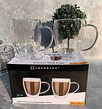 Набір скляних чашок із подвійними стінками 350 мл Edenberg EB-19543 Набір чашок із подвійним дном для кави та чаю, фото 10