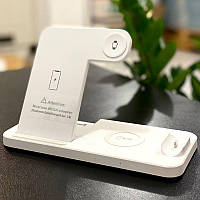 Бездротова зарядка. Бездротова док-станція 4 в 1 Wireless Charger 4 in 1 (W-33). Біла