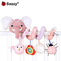 Развивающая музыкальная мягкая игрушка спираль от SOZZY F963 Розовый слоник