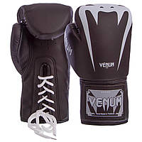 Професійні рукавиці боксерські, на шнурівці VENUM ( 8,10,12 унцій) BO-8350 чорний