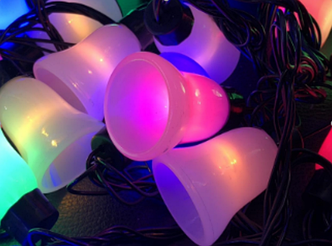 Гірлянда 20L Дзвіночки, зірочки, колбі великі колір мульті (з перехідником) 3,5 м (20L-3.5)