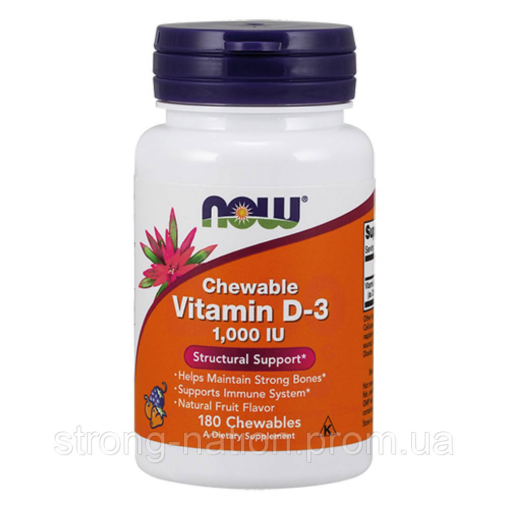 Жувальний Вітамін Д-3, (Vitamin D-3 1000 IU, 180 chewables), Now Foods